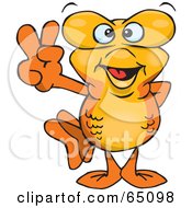 Royalty Free RF Clipart Illustration Of A Peaceful Male Goldfish Gesturing The Peace Sign by Dennis Holmes Designs