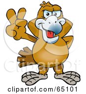 Royalty Free RF Clipart Illustration Of A Peaceful Wedgetail Eagle Gesturing The Peace Sign by Dennis Holmes Designs