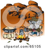 Poster, Art Print Of Koala Camping And Cooking Over A Fire In The Outback