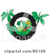Poster, Art Print Of Cool Frog Relaxing In A Ring Logo With Palm Trees