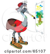 Royalty Free RF Clipart Illustration Of An Emu Painting A Picture by Dennis Holmes Designs