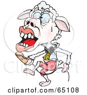 Royalty Free RF Clipart Illustration Of A Singing Lamb With Blood Shot Eyes
