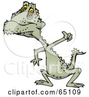 Royalty Free RF Clipart Illustration Of A Spiked Lizard Giving The Thumbs Up