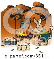Poster, Art Print Of Bilby Camping And Cooking Over A Fire In The Outback
