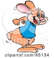 Royalty Free RF Clipart Illustration Of A Happy Hare Leaping And Smiling