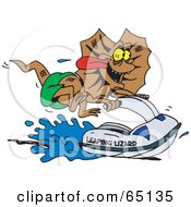 Frill Lizard Riding A Jet Ski