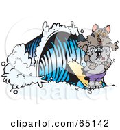 Royalty Free RF Clipart Illustration Of A Koala And Possum Surfing A Wave by Dennis Holmes Designs