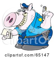 Poster, Art Print Of Grinning Pig Officer Writing A Ticket
