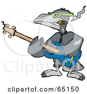 Royalty Free RF Clipart Illustration Of A Raven Bird Smoking A Cigar And Playing A Guitar