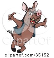 Poster, Art Print Of Wild Hog Leaning And Giving The Thumbs Up