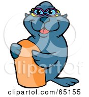 Royalty Free RF Clipart Illustration Of A Seal With A Bodyboard