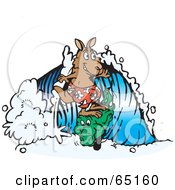 Royalty Free RF Clipart Illustration Of A Kangaroo Surfing On A Crocodile by Dennis Holmes Designs
