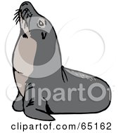 Royalty Free RF Clipart Illustration Of A Gray Sea Lion Basking In The Sun