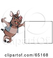 Poster, Art Print Of Wild Hog Leaning On A Sign And Giving The Thumbs Up