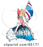 Poster, Art Print Of Frill Lizard Wind Surfing On A Wave