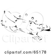 Poster, Art Print Of Black And White Diving Platypus