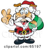 Royalty Free RF Clipart Illustration Of A Peaceful Sparkey Dog Santa Carring A Toy Sack