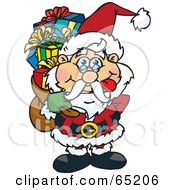 Royalty Free RF Clipart Illustration Of A Goofy Santa Carrying A Heavy Sack Of Christmas Presents