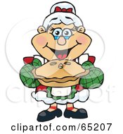 Royalty Free RF Clipart Illustration Of A Jolly Mrs Claus Holding Out A Fresh Baked Pie