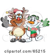 Poster, Art Print Of Peaceful Reindeer And Snowman