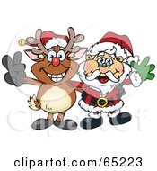 Poster, Art Print Of Peaceful Reindeer And Santa Claus