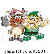 Poster, Art Print Of Peaceful Christmas Elf And Rudolph