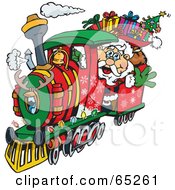 Santa Waving And Driving A Train Sleigh