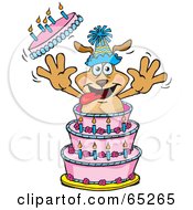 Poster, Art Print Of Sparkey Dog Bursting Out Of A Birthday Cake