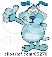 Poster, Art Print Of Blue Sparkey Dog Giving The Thumbs Up