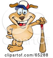 Poster, Art Print Of Happy Sparkey Dog Leaning Against A Baseball Bat
