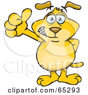 Royalty Free RF Clipart Illustration Of A Yellow Sparkey Dog Giving The Thumbs Up