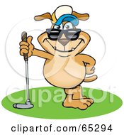 Poster, Art Print Of Sparkey Dog Leaning On A Golf Club