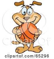 Poster, Art Print Of Sparkey Dog Holding A Basketball