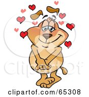 Royalty Free RF Clipart Illustration Of A Sparkey Dog In Love With Hearts