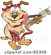 Sparkey Dog Playing A Guitar by Dennis Holmes Designs