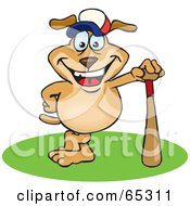 Poster, Art Print Of Sparkey Dog Leaning On A Baseball Bat