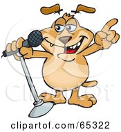 Sparkey Dog Singing Into A Microphone by Dennis Holmes Designs