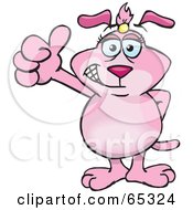 Poster, Art Print Of Pink Female Sparkey Dog Giving The Thumbs Up
