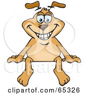 Royalty Free RF Clipart Illustration Of A Sparkey Dog Sitting Atop A Blank Sign