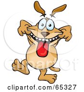 Royalty Free RF Clipart Illustration Of A Sparkey Dog Pulling His Mouth To Make A Funny Face by Dennis Holmes Designs