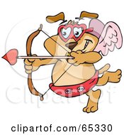 Royalty Free RF Clipart Illustration Of A Sparkey Dog Cupid Shooting Arrows by Dennis Holmes Designs