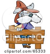 Royalty Free RF Clipart Illustration Of A Cowboy Dog By A Wooden Fence