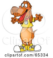 Royalty Free RF Clipart Illustration Of A Happy Wiener Dog In Shoes And A Shirt by Dennis Holmes Designs