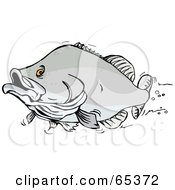 Royalty Free RF Clipart Illustration Of A Fast Swimming Bass Fish