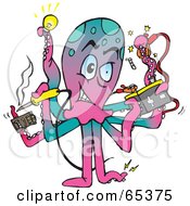 Royalty Free RF Clipart Illustration Of An Electrician Octopus