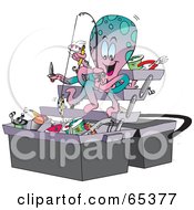 Poster, Art Print Of Octopus Fishing Junk Out Of A Tackle Box