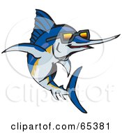 Royalty Free RF Clipart Illustration Of A Blue Marlin Fish Wearing Shades by Dennis Holmes Designs #COLLC65381-0087