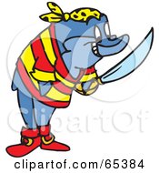 Royalty Free RF Clipart Illustration Of A Dolphin Pirate Holding A Sword by Dennis Holmes Designs
