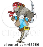 Poster, Art Print Of Flatfish Pirate Holding A Sword