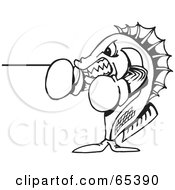 Royalty Free RF Clipart Illustration Of A Black And White Boxing Yellowbelly Fish